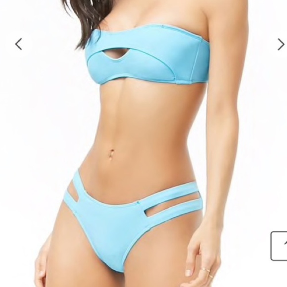 Forever 21 Blue Bandeau Bikini SET